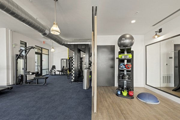 fitness center at Bowery West Apartments