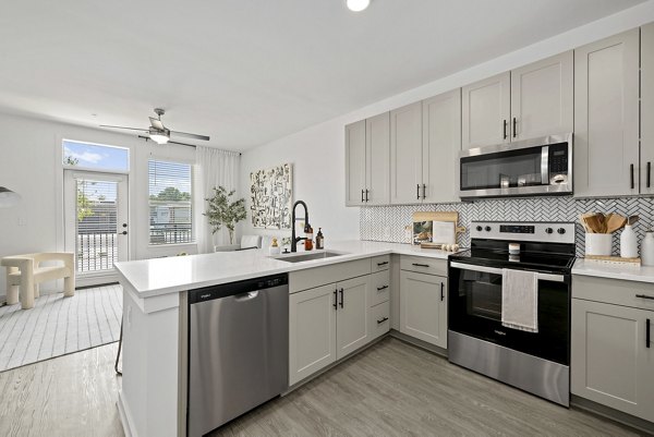 kitchen at Bowery West Apartments