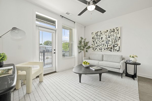 living room at Bowery West Apartments