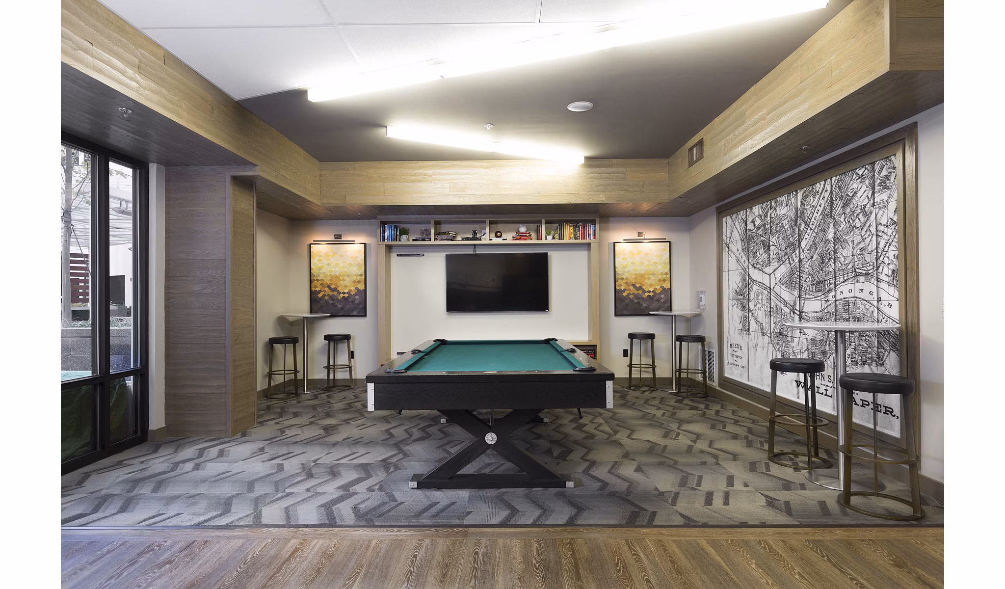 game room at SkyVue Apartments