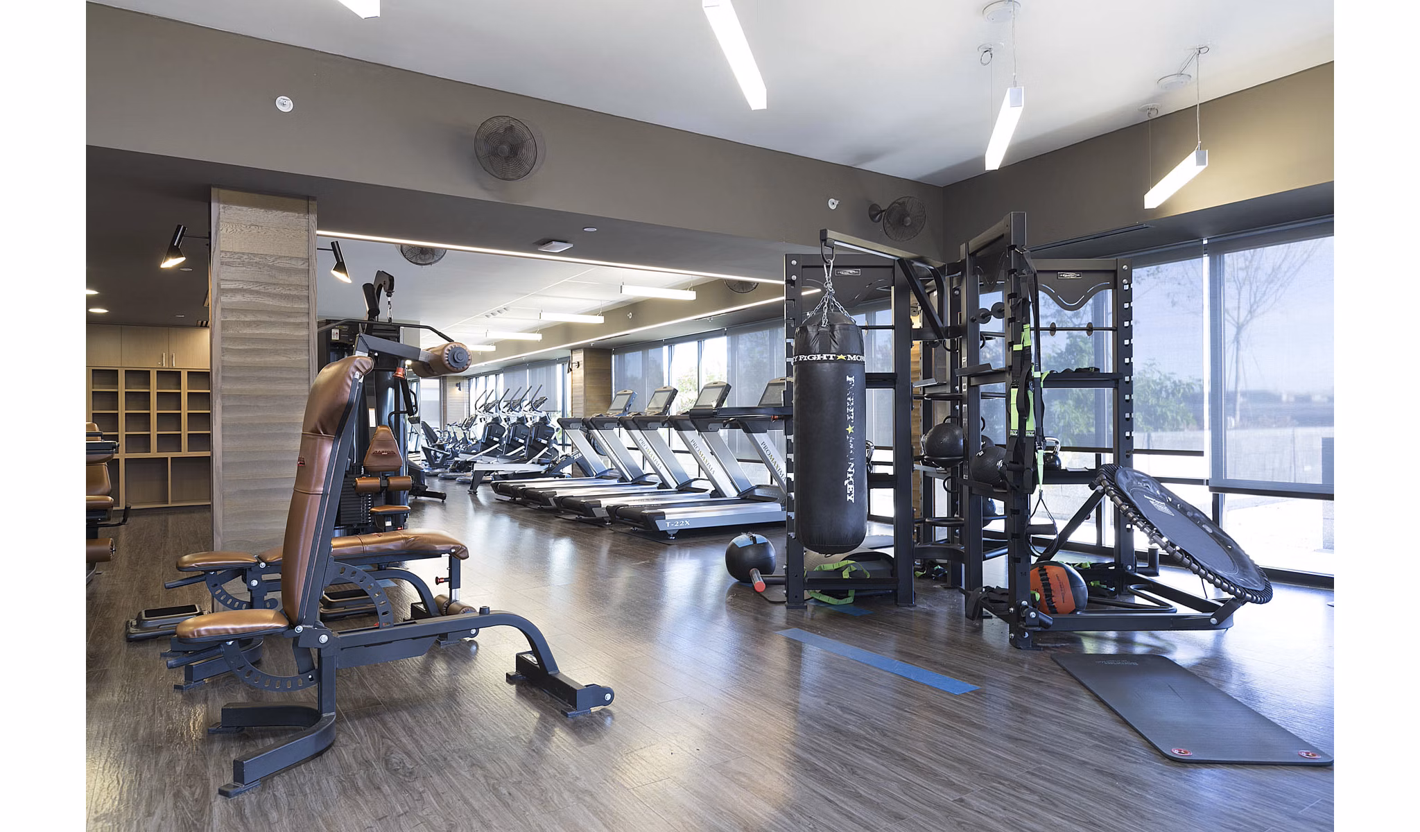 fitness center at SkyVue Apartments