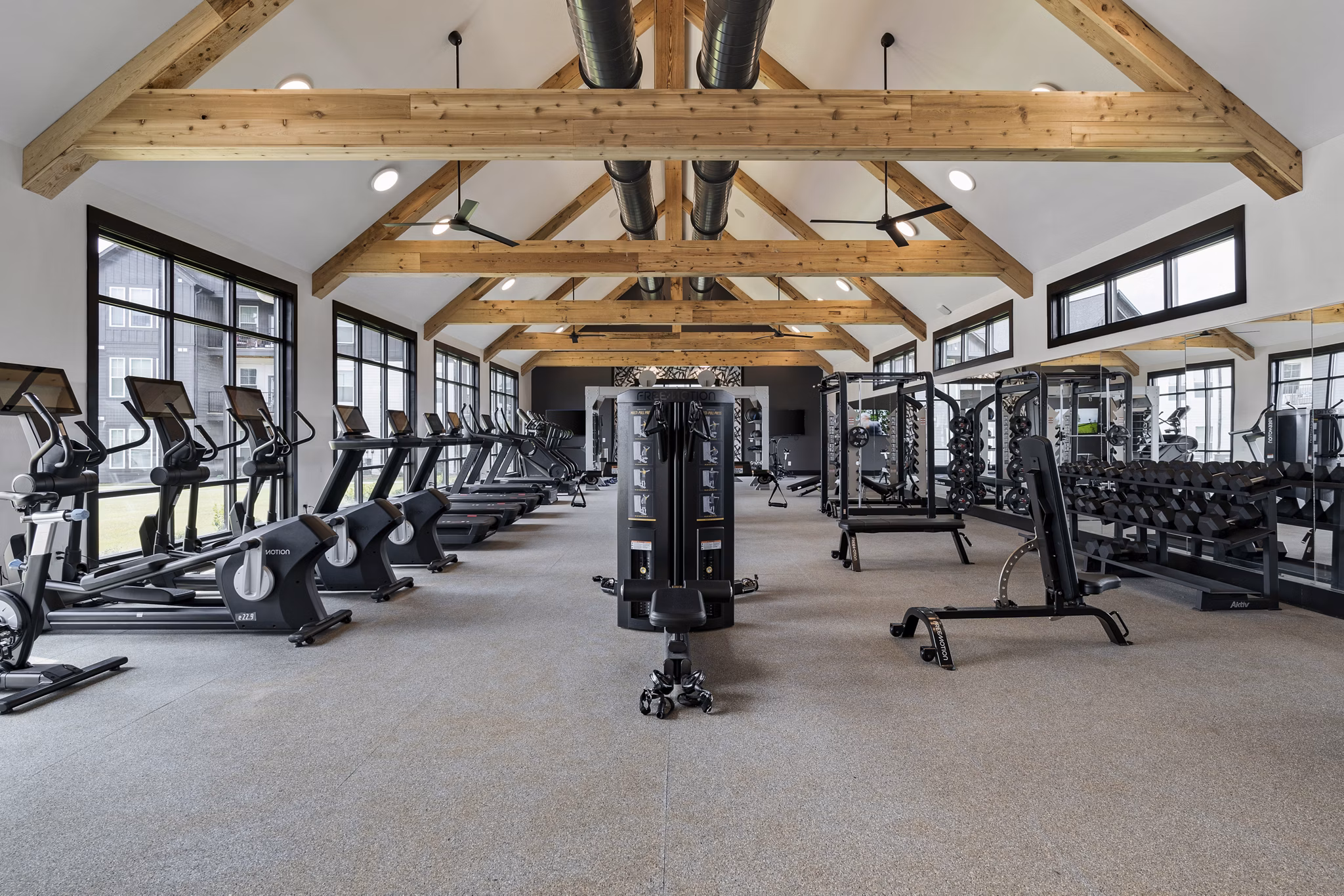 State-of-the-art fitness center with modern equipment at The Gabriel Apartments
