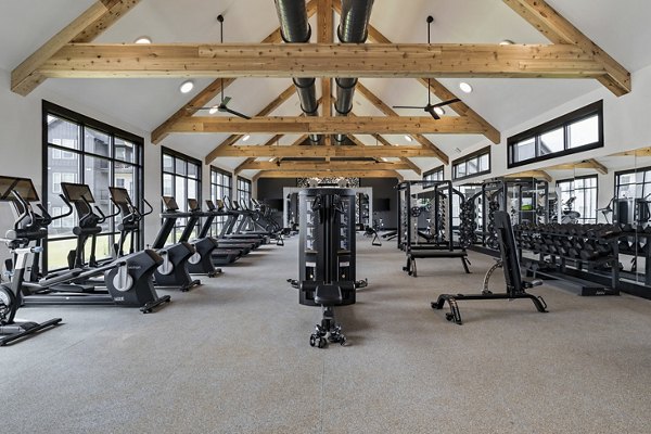 State-of-the-art fitness center with modern equipment at The Gabriel Apartments