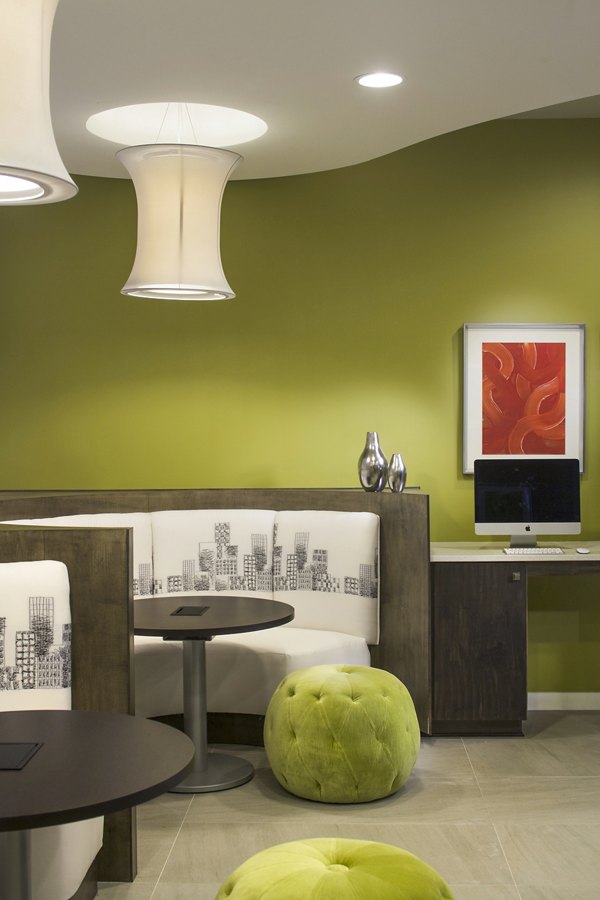Chic clubhouse lobby with modern seating and decor at 1377 Apartments luxury property for social gatherings and relaxation
