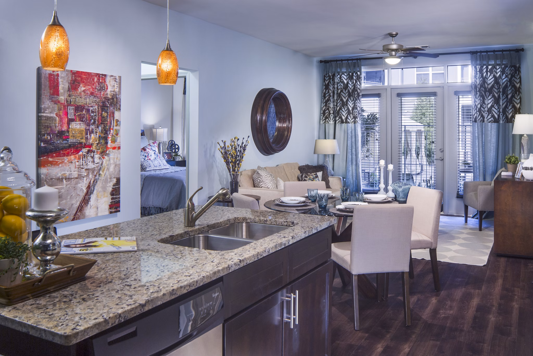 Elegant dining room with modern decor at 1377 Apartments
