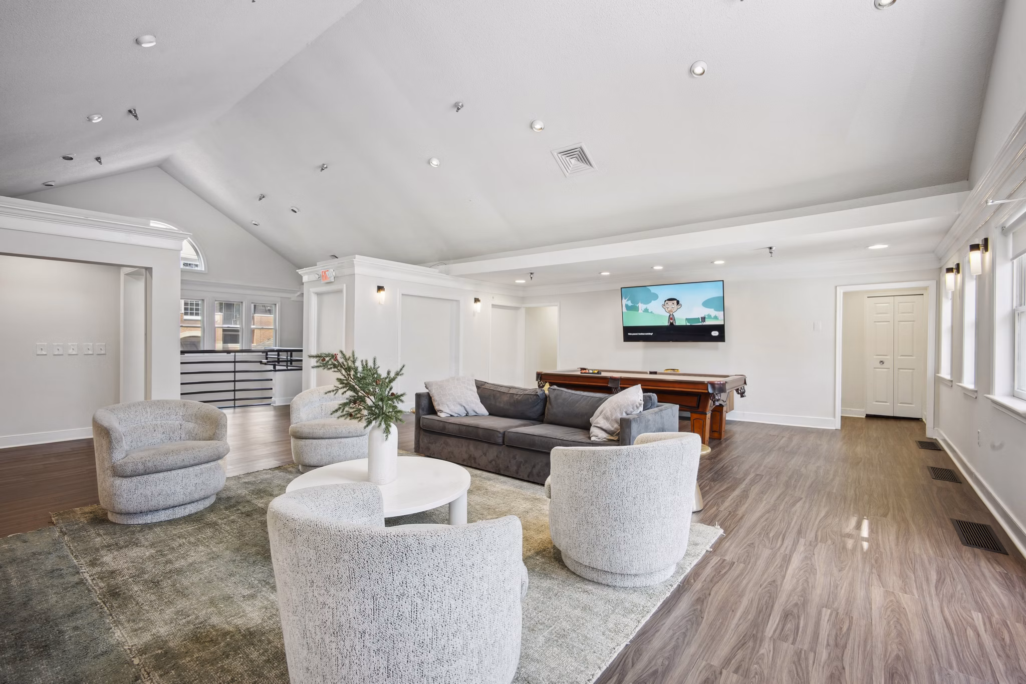 Clubhouse at Columbia Crossing Apartments offering modern facilities and stylish interiors, ideal for social events and gatherings