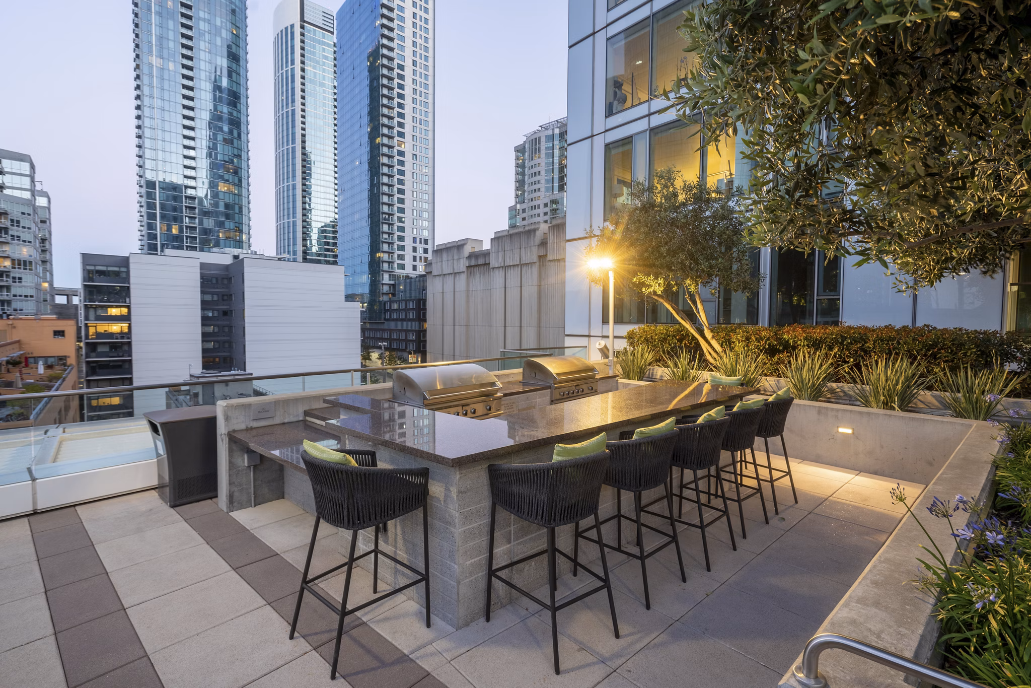 grill area at Solaire Apartments