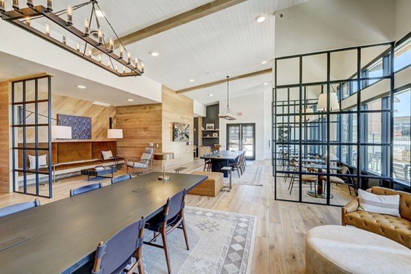 Clubhouse with modern decor and seating at The Taylor at Greenway Apartments, Houston Perfect for social gatherings and relaxation