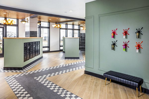Mail room with secure parcel lockers at Broadstone Berry Hill Apartments