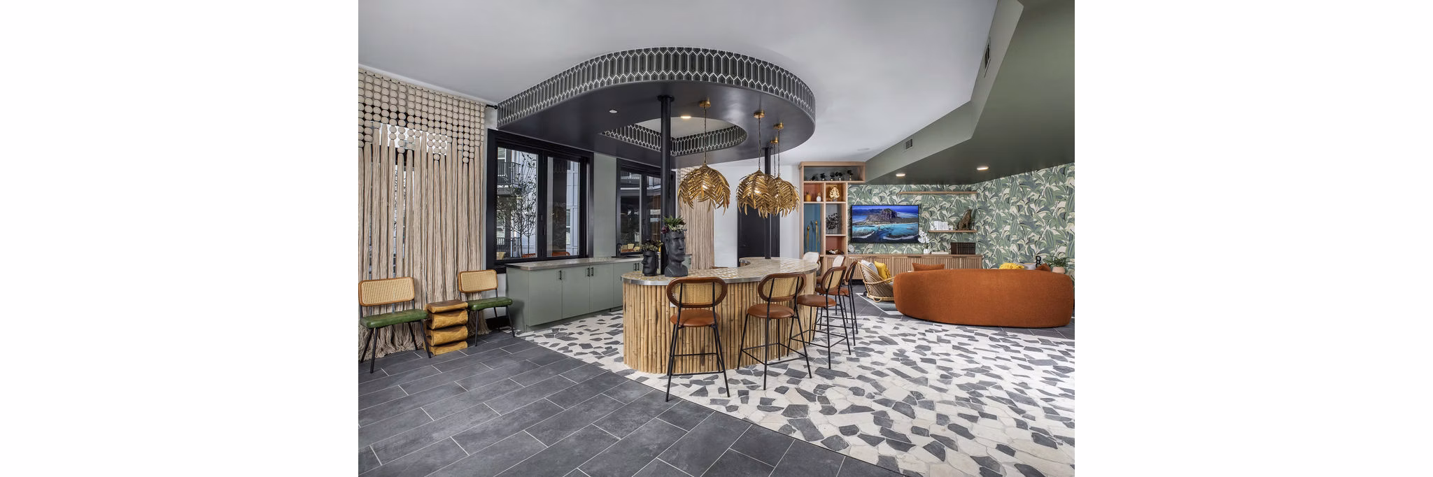 Chic clubhouse with modern furnishings at Broadstone Berry Hill luxury apartments