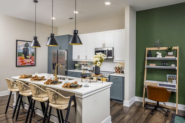 Modern kitchen with stainless steel appliances at Broadstone Berry Hill Apartments, luxury living in Nashville