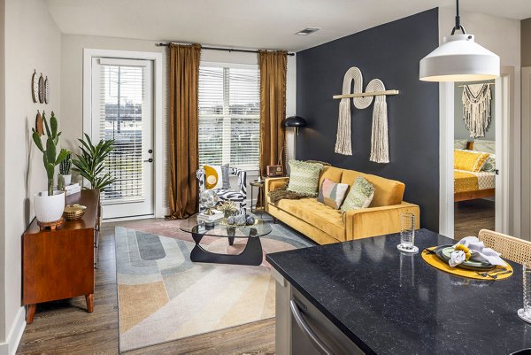 Spacious living room with modern decor at Broadstone Berry Hill Apartments in Nashville