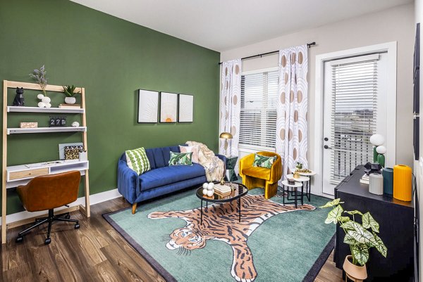 Spacious living room with contemporary decor in Broadstone Berry Hill Apartments
