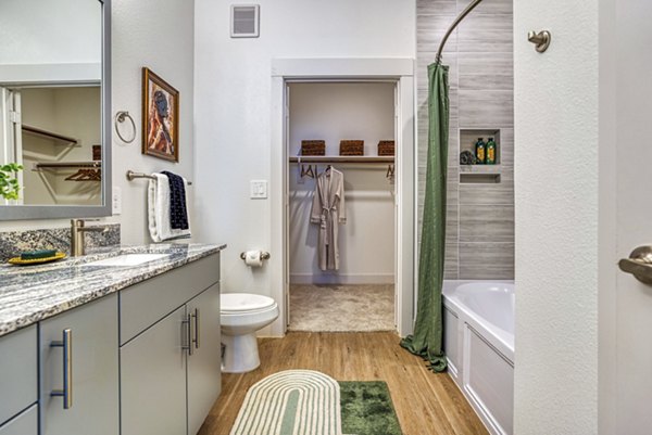 bathroom at Alexan Cathedral Arts Apartments