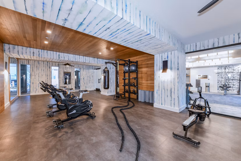 State-of-the-art fitness center with modern equipment at Novel Midtown Apartments