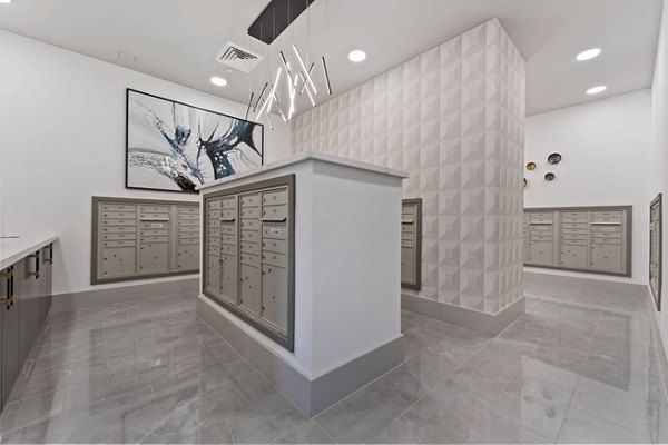 Modern mail room with organized package lockers at Soltra at Kierland luxury apartments