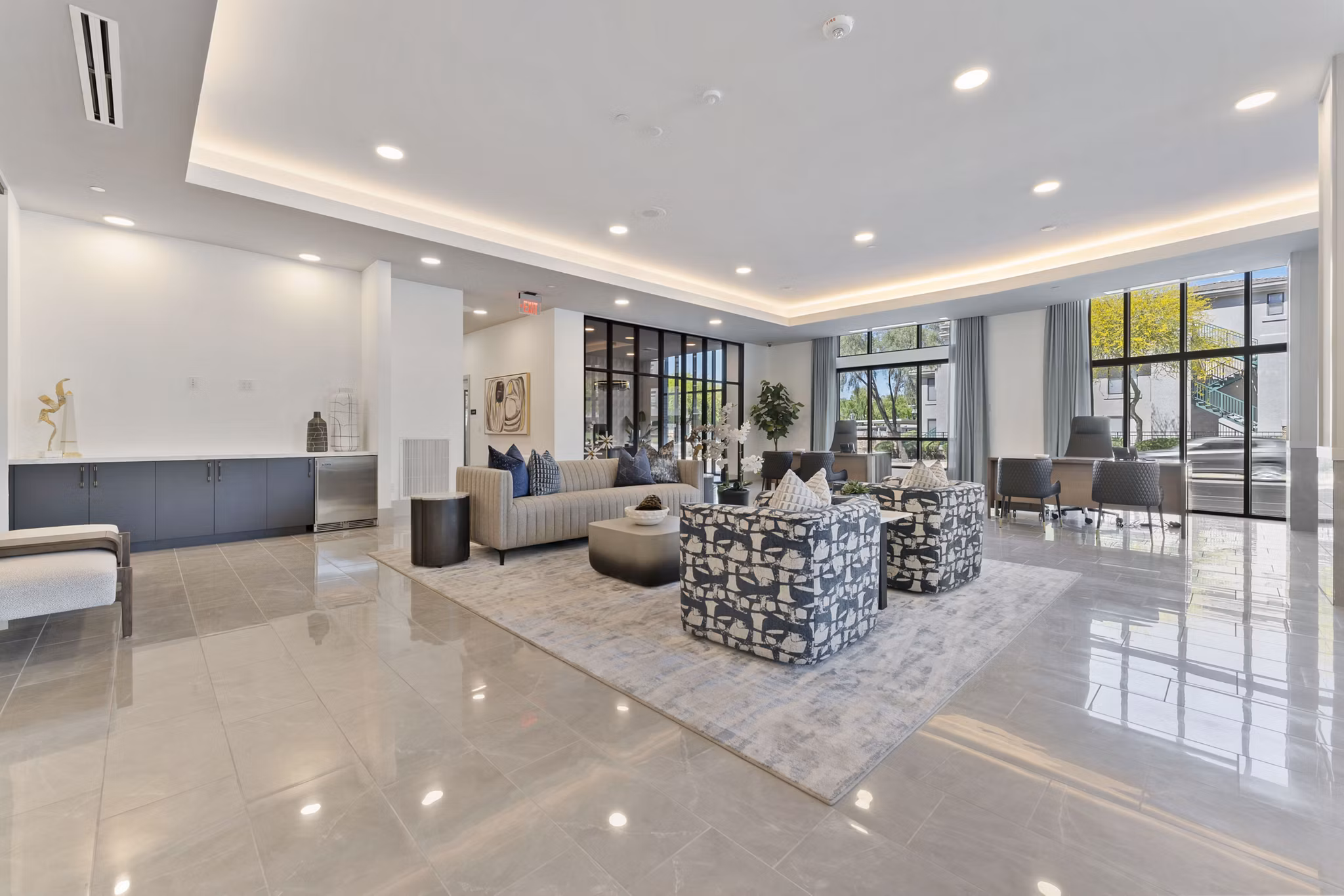 Modern clubhouse with elegant decor at Soltra at Kierland Apartments in Scottsdale
