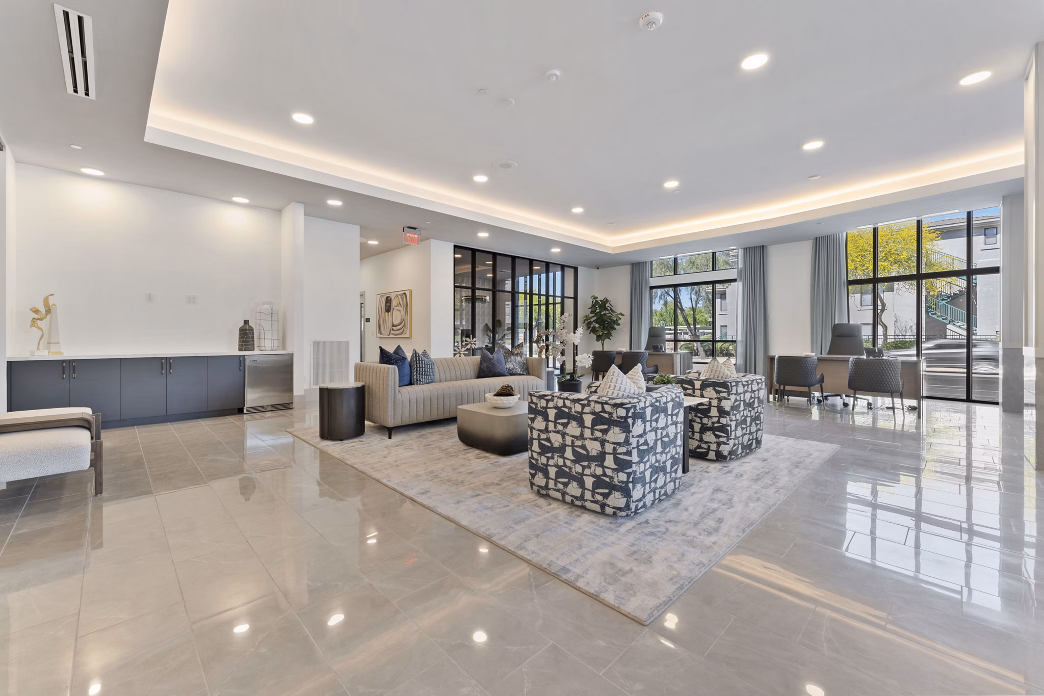 Modern clubhouse with elegant decor at Soltra at Kierland Apartments in Scottsdale