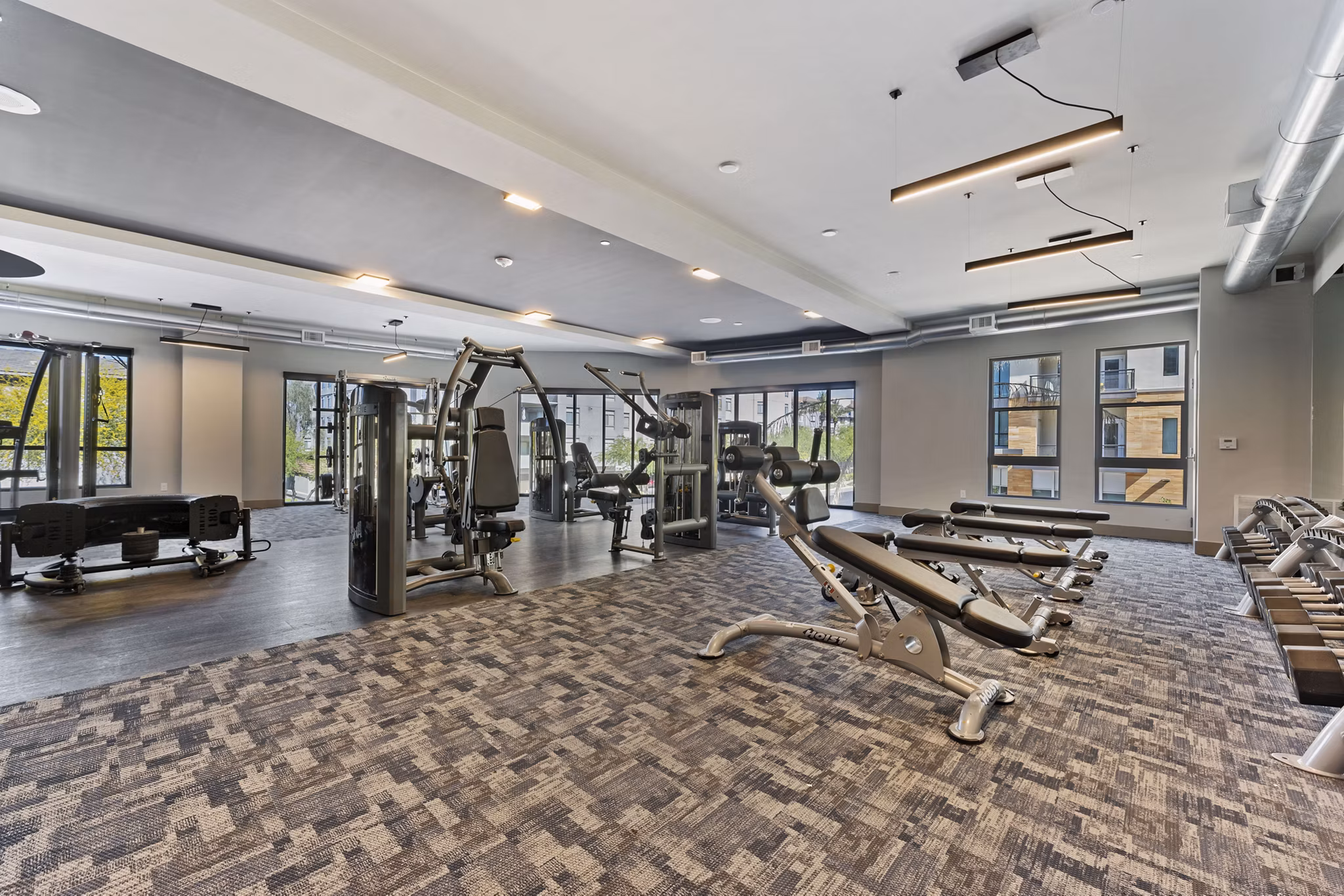 State-of-the-art fitness center with modern equipment at Soltra at Kierland Apartments