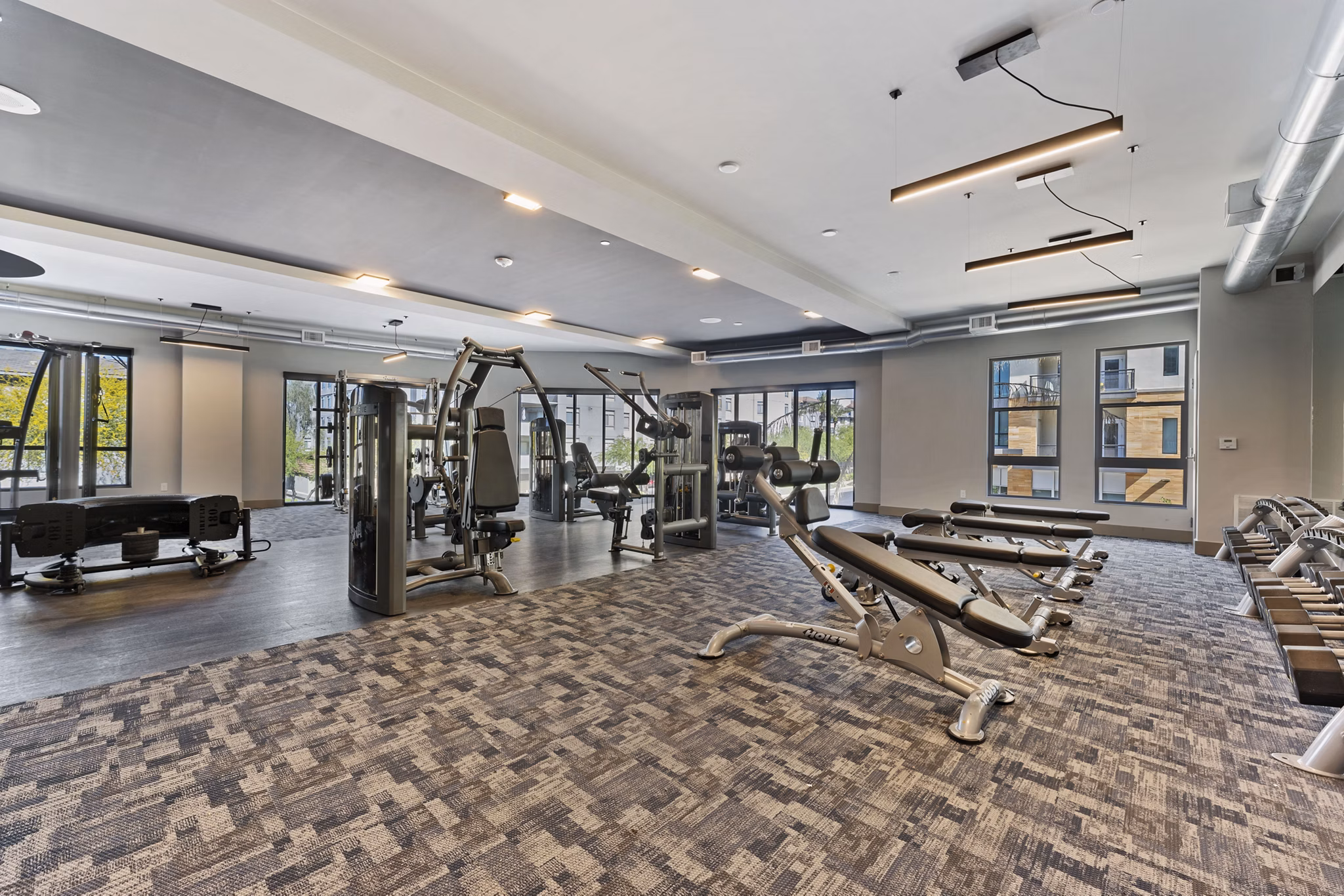 State-of-the-art fitness center with modern equipment at Soltra at Kierland Apartments