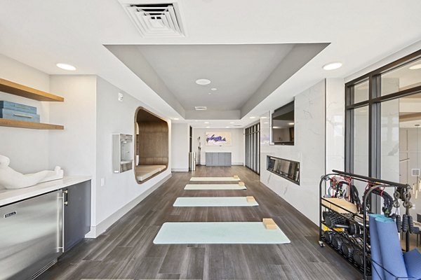 State-of-the-art yoga and spin studio at Soltra at Kierland Apartments, offering luxury wellness amenities for residents