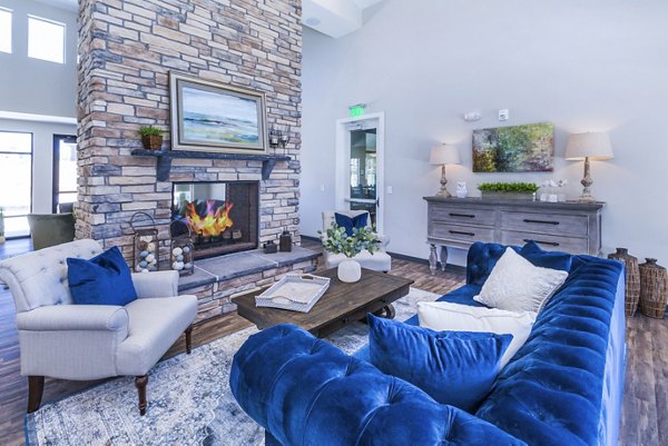 Stylish clubhouse lobby with modern furnishings at Retreat at Patriot Park Apartments