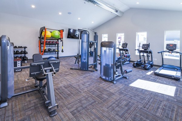 State-of-the-art fitness center with modern equipment at Retreat at Patriot Park Apartments, perfect for active residents