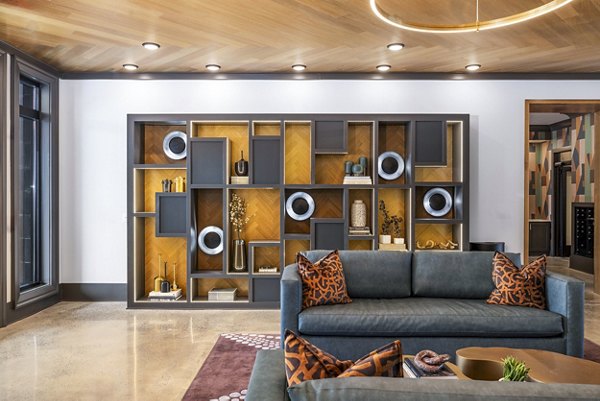 Stylish clubhouse lobby with modern decor at The Premier Apartments