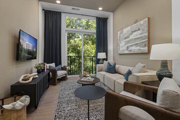 living room/bedroom at Mira Raleigh Apartments