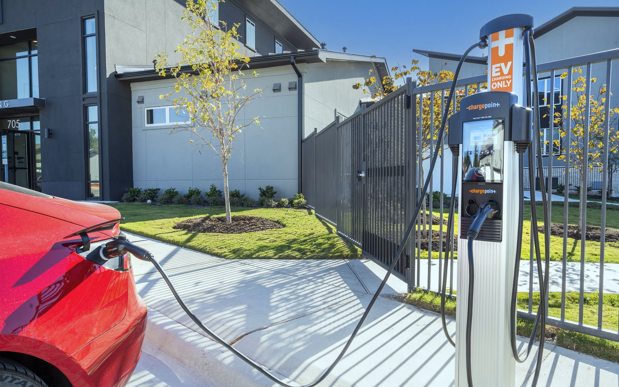 car charging station area at Brio Apartments 