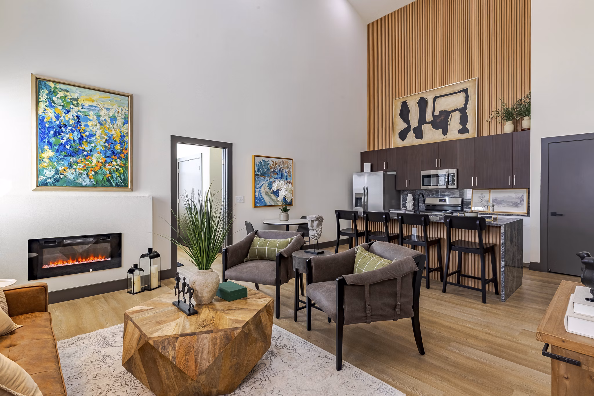 living room at The Villas on Turtle Creek Apartments 