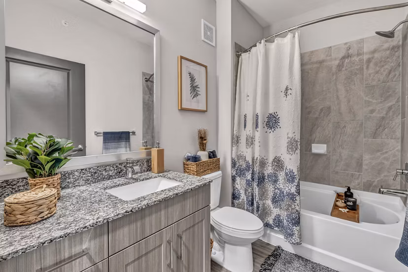 bathroom at Haven at Mission Trace Apartments