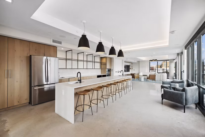 Stylish clubhouse with modern furnishings at Collection 14 Apartments in Greystar