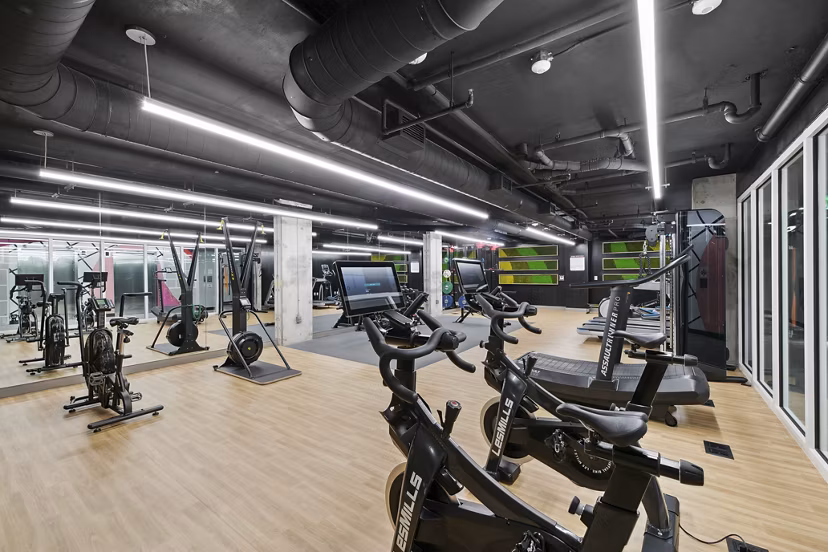 Modern fitness center with state-of-the-art equipment at Collection 14 Apartments, offering luxury amenities for active lifestyles