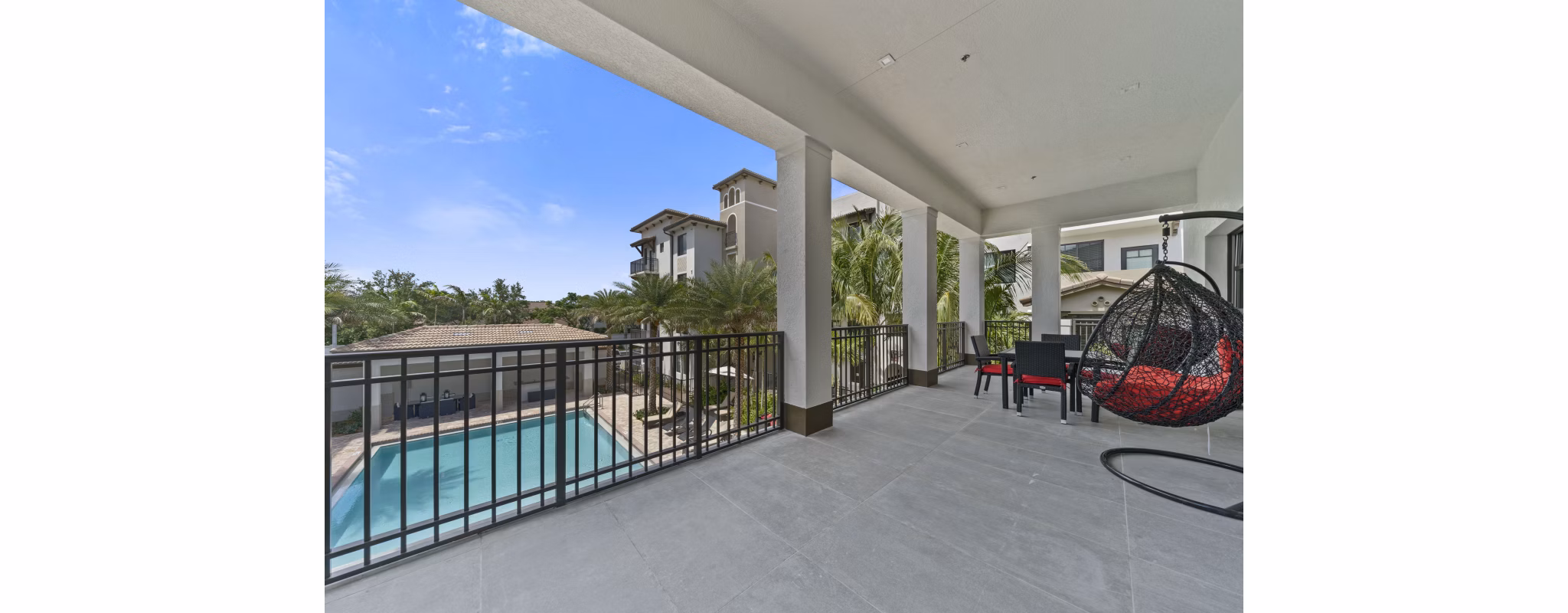 Chic outdoor patio with stylish furnishings at Ventura Pointe Apartments