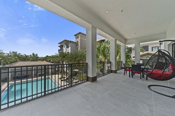 Chic outdoor patio with stylish furnishings at Ventura Pointe Apartments