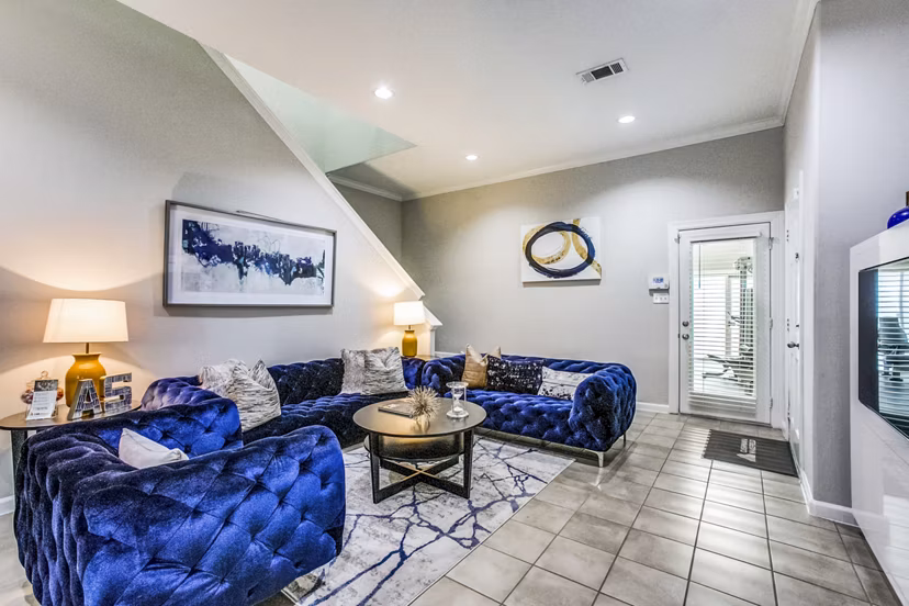 Elegant clubhouse lobby featuring modern design at Addicks Stone Village Apartments