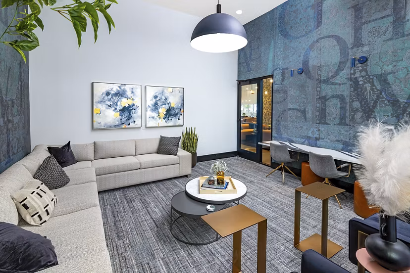 Clubhouse featuring modern design and social spaces at Marlowe South Fulton Apartments