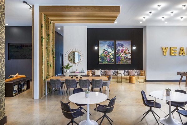 Contemporary clubhouse featuring modern dÃ©cor at Marlowe South Fulton Apartments