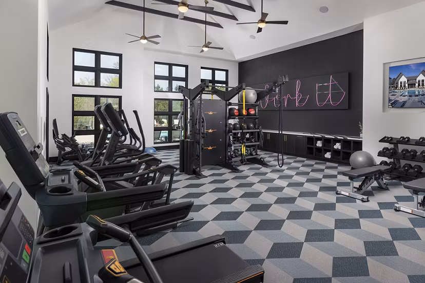 Modern fitness center with state-of-the-art equipment at Marlowe South Fulton Apartments