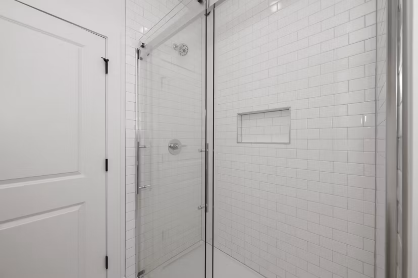 Modern bathroom with sleek fixtures at Cascadia at Highland Creek Apartments