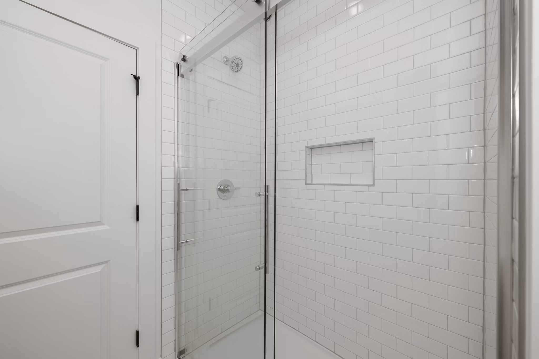 Modern bathroom with sleek fixtures at Cascadia at Highland Creek Apartments