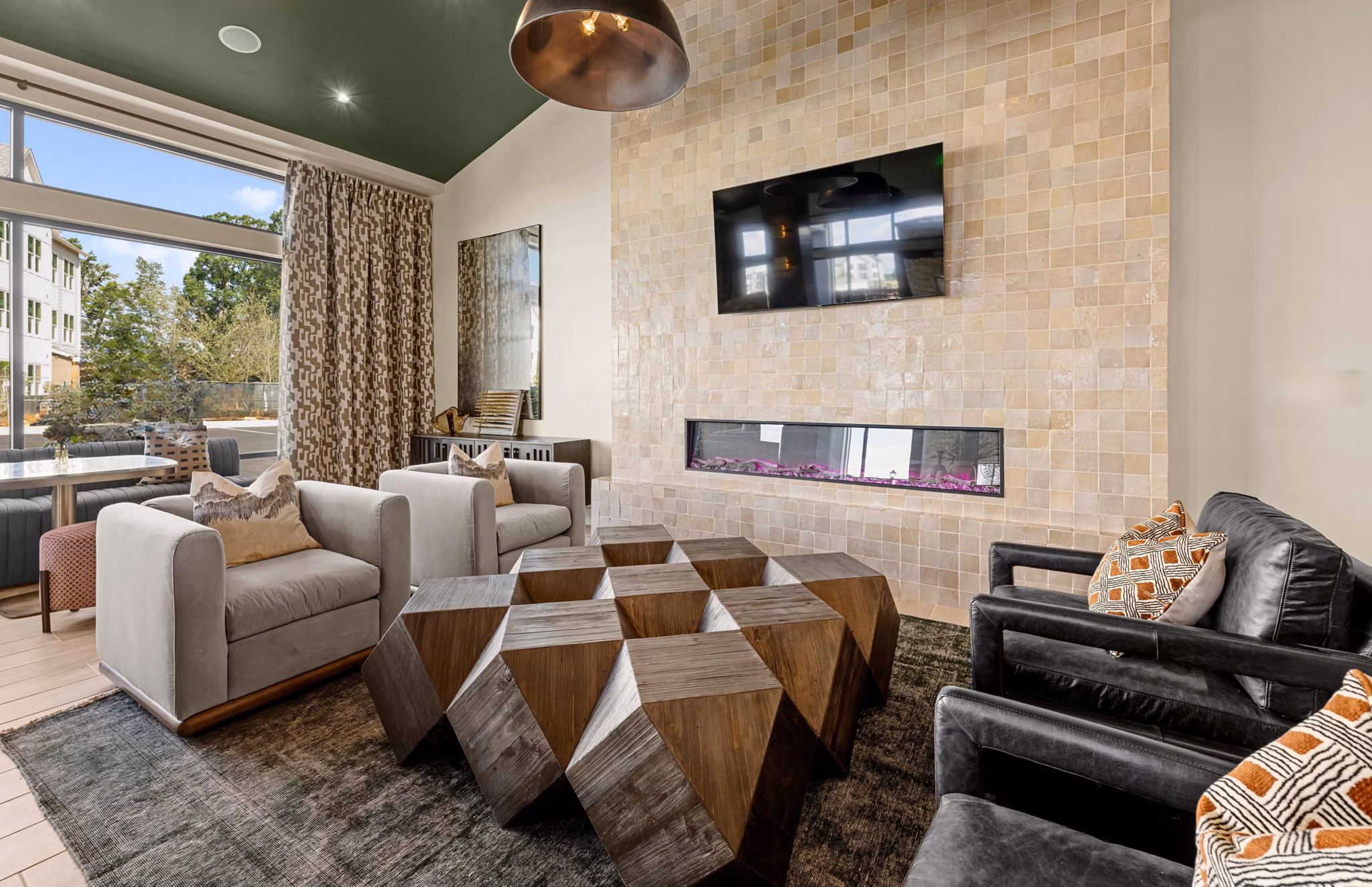 Luxury clubhouse with modern amenities at Elan Prosperity Village Apartments, ideal for resident events and gatherings