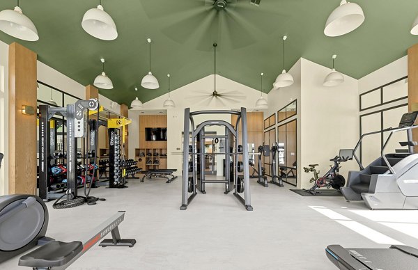 Modern fitness center with state-of-the-art equipment at Elan Prosperity Village Apartments, ideal for active lifestyles
