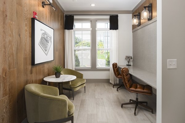 Modern lobby featuring comfortable seating and stylish decor at The Mill at White House Apartments