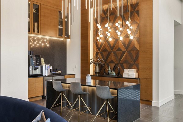 The MAV Apartments: Modern clubhouse with sleek design and comfortable seating in a luxury apartment community