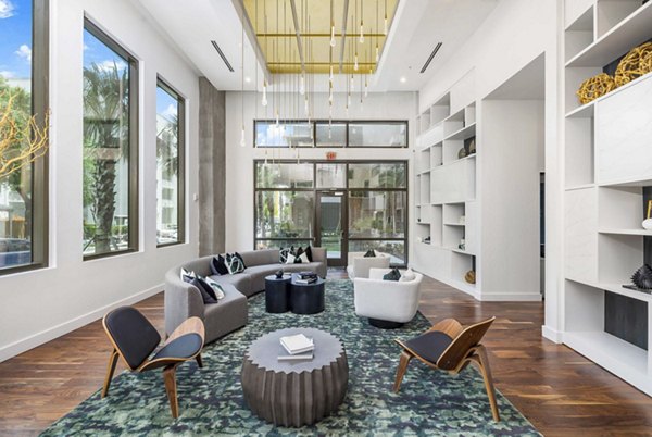 Clubhouse featuring modern amenities at The MAV Apartments, Greystar luxury community