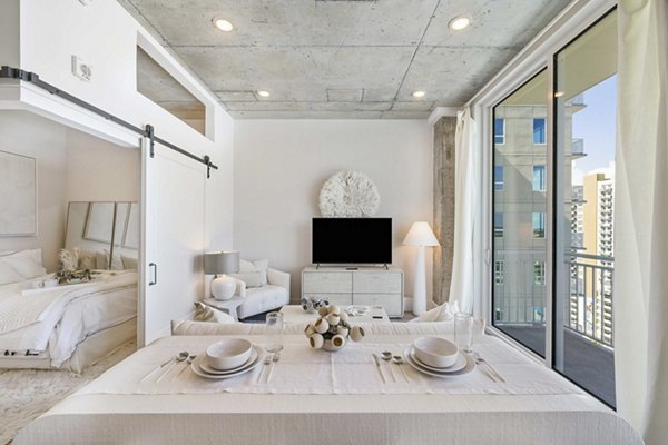 Spacious modern kitchen with stainless steel appliances in The MAV Apartments