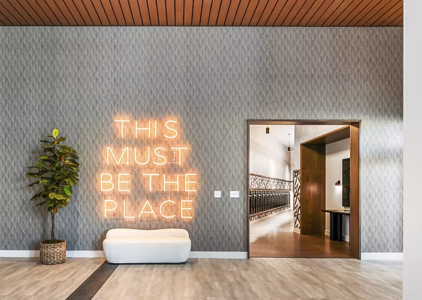 Upscale clubhouse interior featuring modern design elements at Anthem Everett Apartments