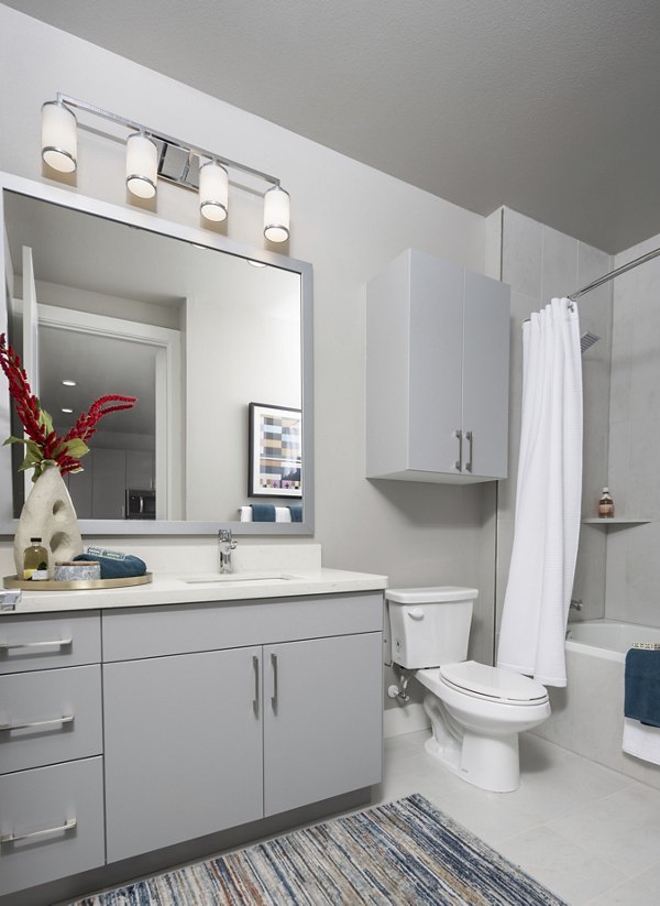 Elegant bathroom with modern fixtures at Broadstone North Lamar Apartments